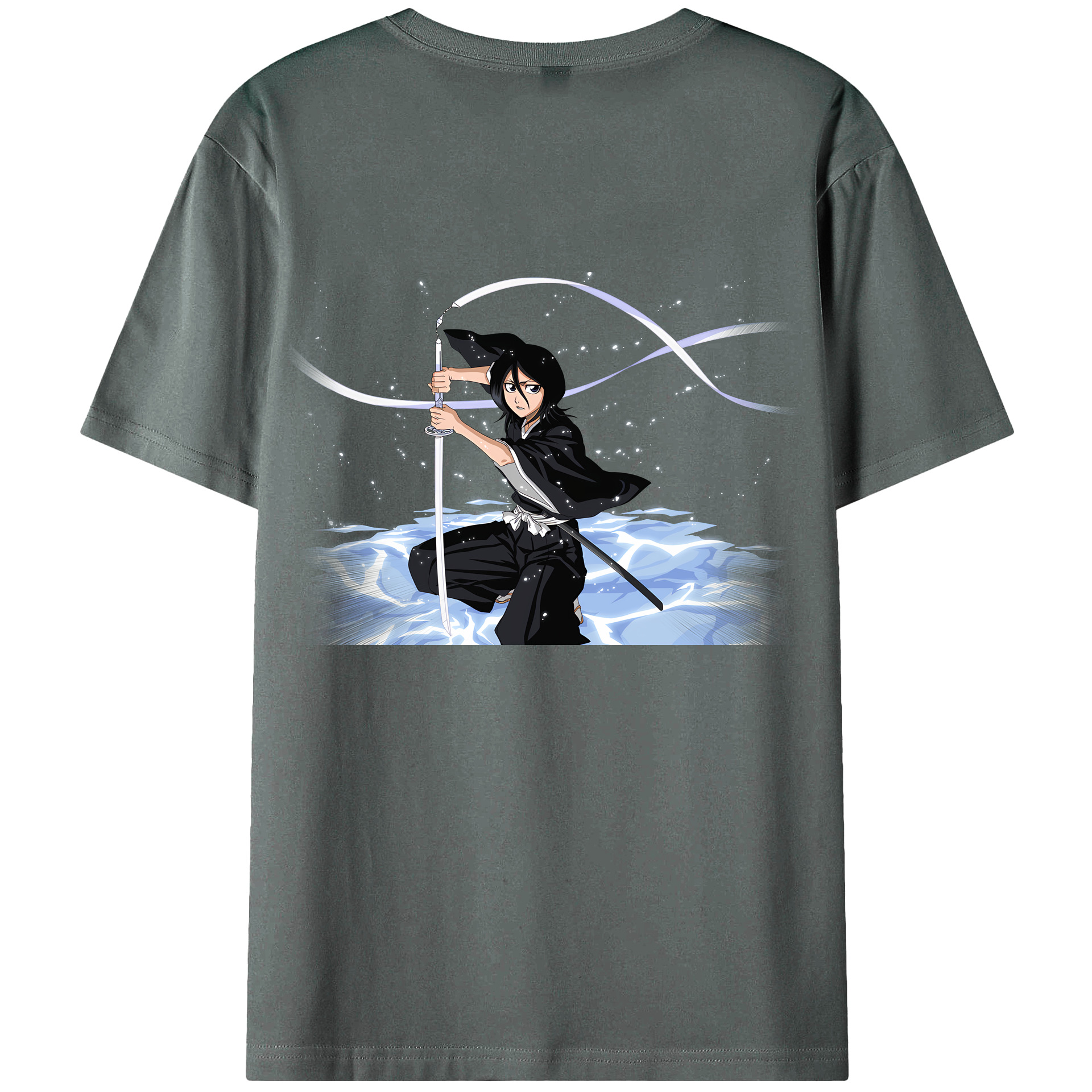（画像用） ブリーチ 朽木ルキア BLEACH Kuchiki Rukia 綿100％ メンズ半袖Tシャツ（バックプリント） 通気性